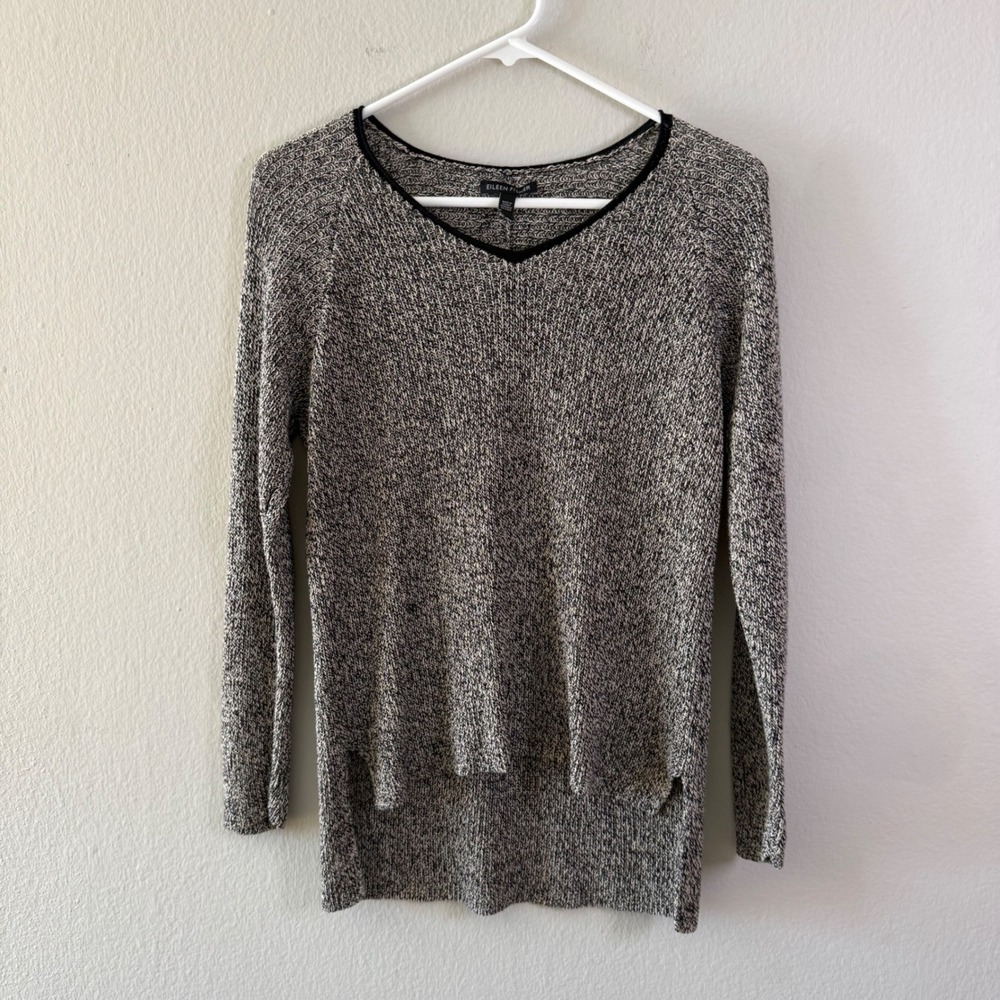 Eileen Fisher Grey Marled V-Neck High-Low Knit Sweater Small S P